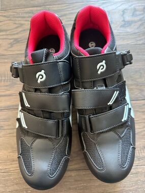 Peloton Cycling Shoes Size  US 10 Size EU 44 Black Red Spin Bike Cleats EUC